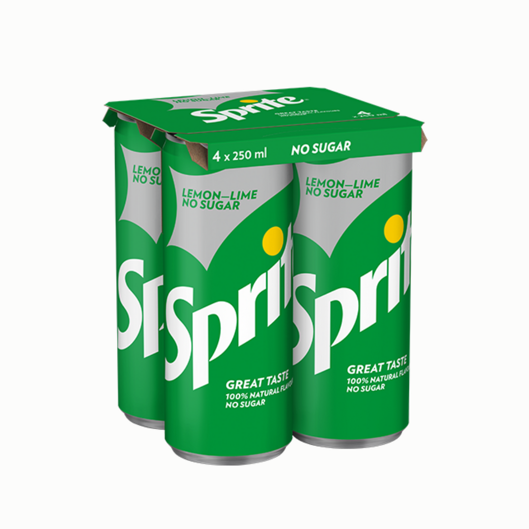 SPRITE LEMON LIME ZERO  4X250ml boks. Inkl pant